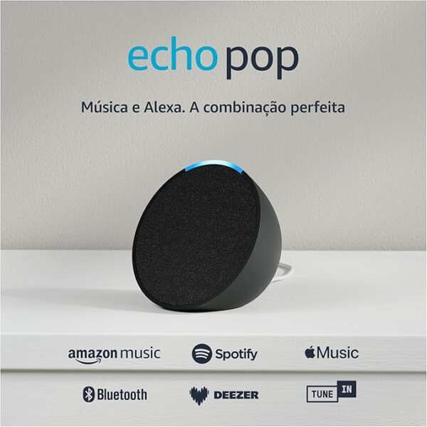Echo Pop (Última geração) | Smart speaker compacto com som envolvente e Alexa | Cor Preta - Imagem 2