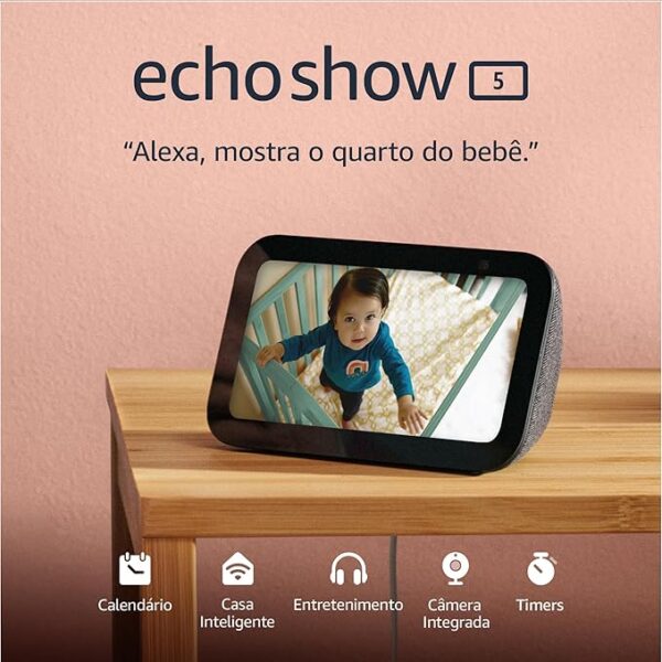 Echo Show 5 (Última geração) | Smart display com Alexa, graves 2x mais potentes e som mais nítido | Cor Preta - Imagem 5