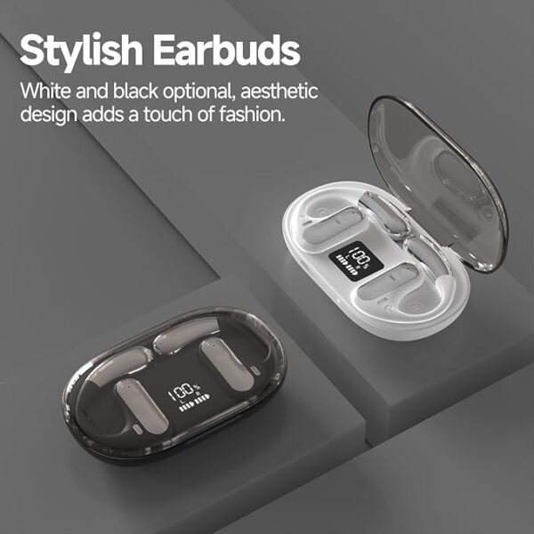 Fone de Ouvido Bluetooth 5.3, Fone de Ouvido Sem Fio Esportivo, Sem Fio com Display LED, 49 Horas de Espera e Controle de Toque (Branco-1) - Imagem 4